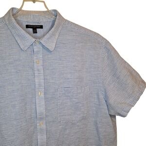 Banana Republic Men's Blue & White Striped Short Sleeve Button Down Shirt XXL